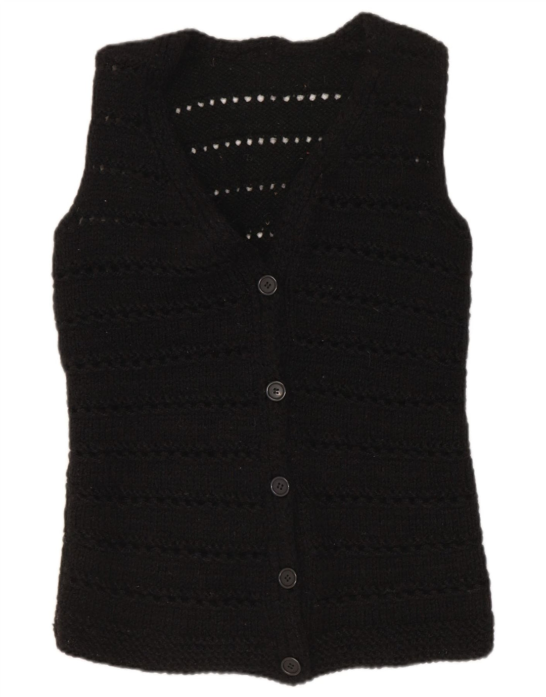 Sweter damski bez rękawów w stylu vintage, UK 12, średni czarny