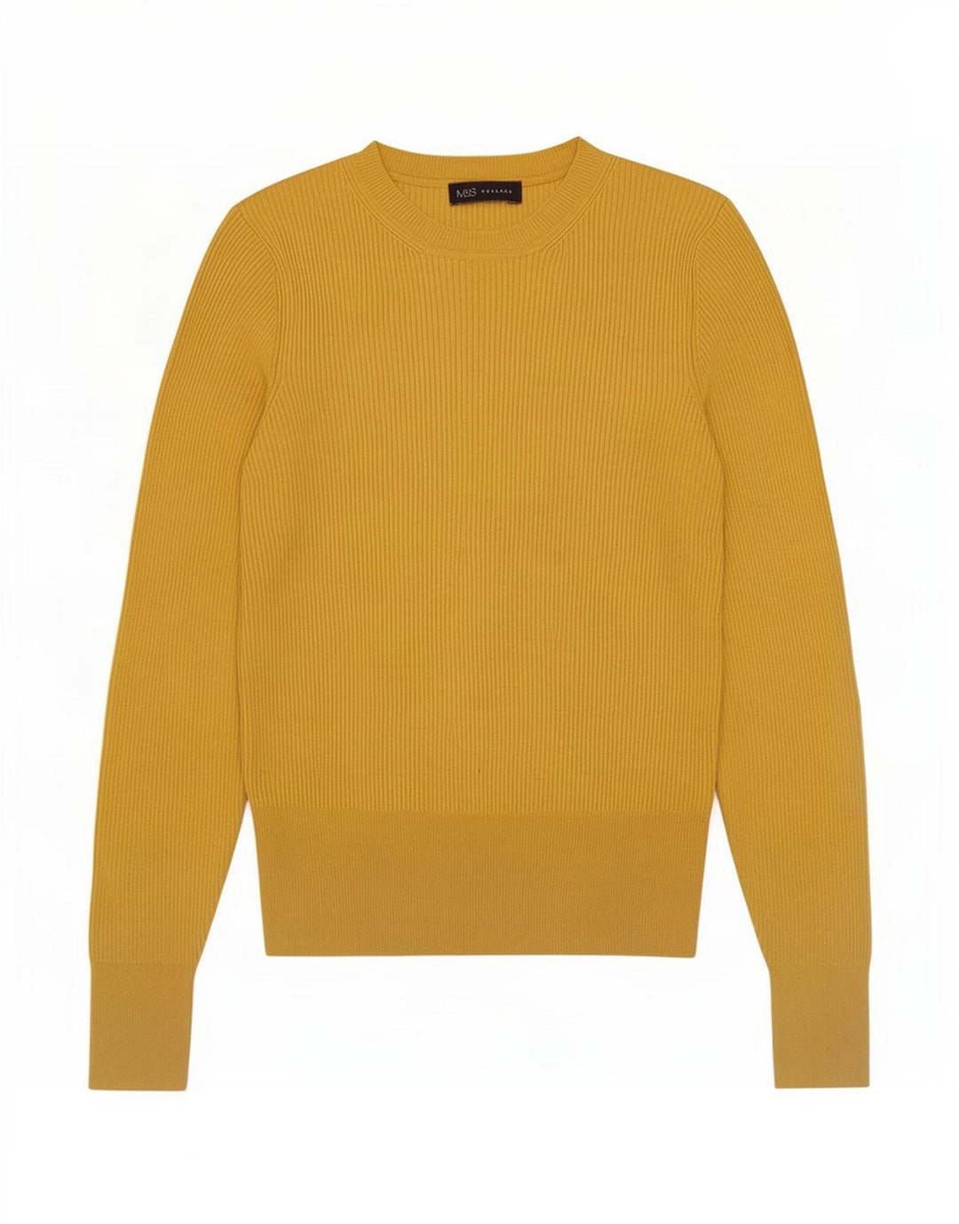 Damski sweter Marks & Spencer z okrągłym dekoltem, UK 12, średni żółty wiskoza