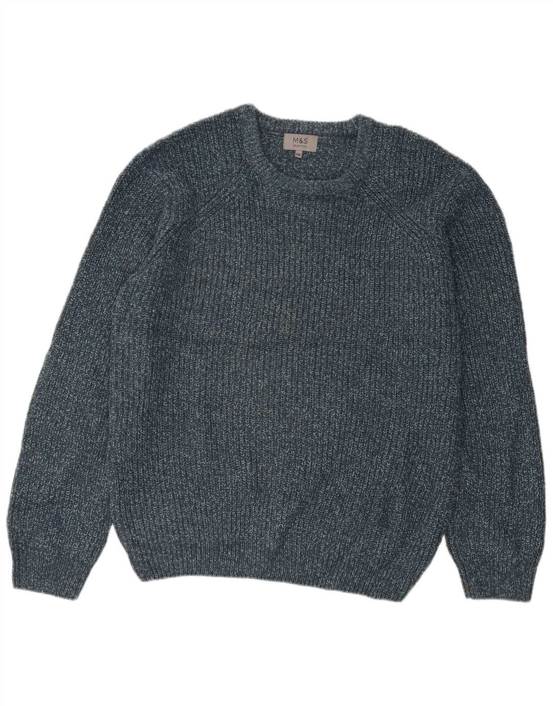 Marks & Spencer Męski sweter z okrągłym dekoltem 2XL Niebieski nakrapiany akryl