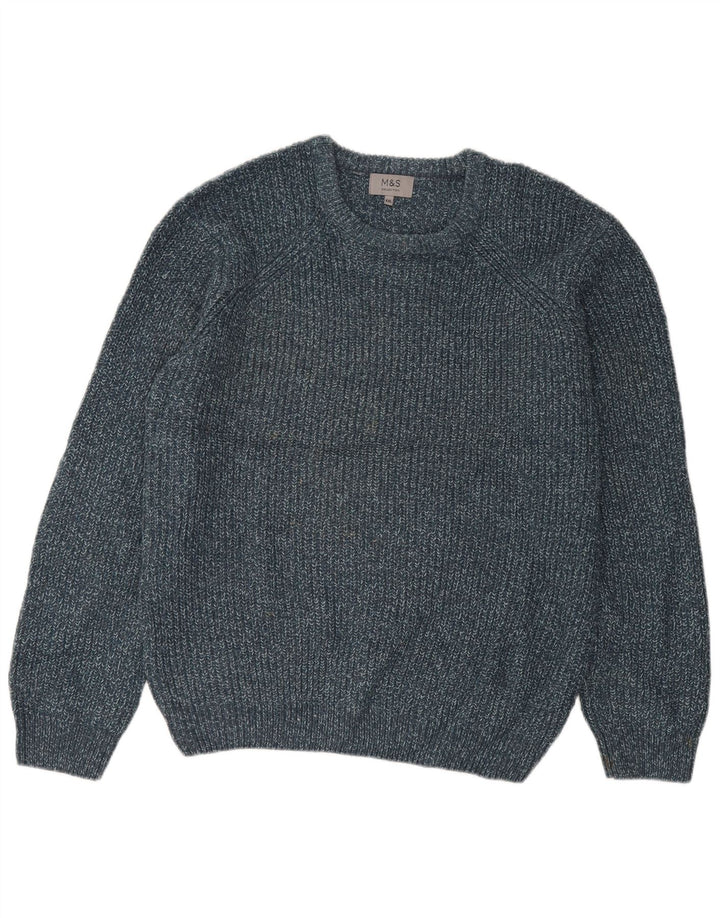 Marks & Spencer Męski sweter z okrągłym dekoltem 2XL Niebieski nakrapiany akryl