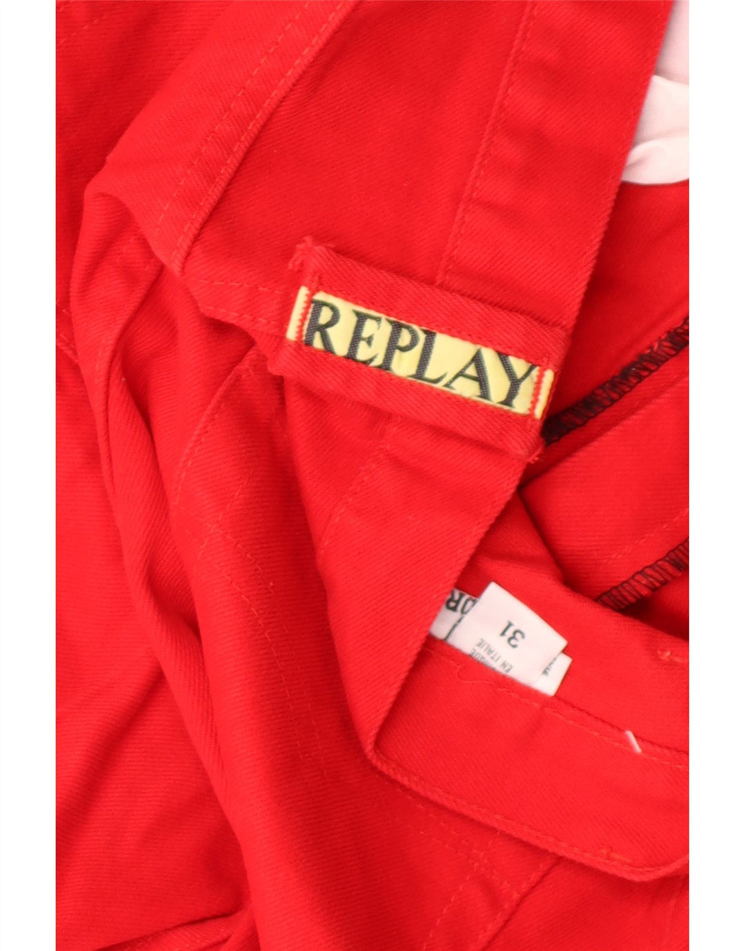 REPLAY Mens Straight Jeans W31 L30 Red Cotton