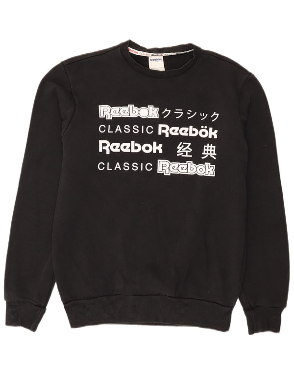Męska bluza Reebok z grafiką, mała, czarna, bawełniana