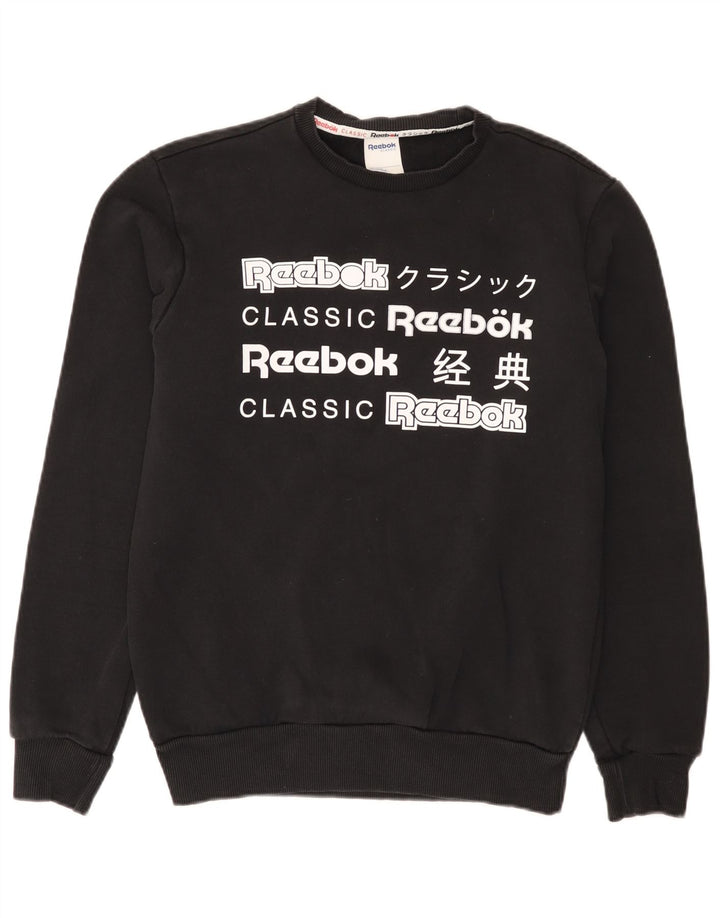 Męska bluza Reebok z grafiką, mała, czarna, bawełniana