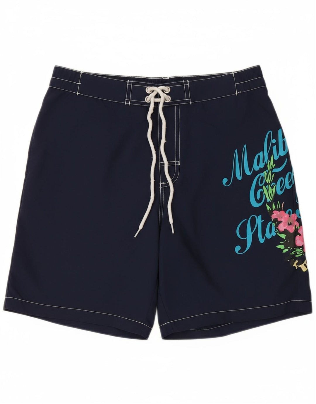 SPALDING Mens Graphic Swimming Shorts Small  Navy Blue Floral