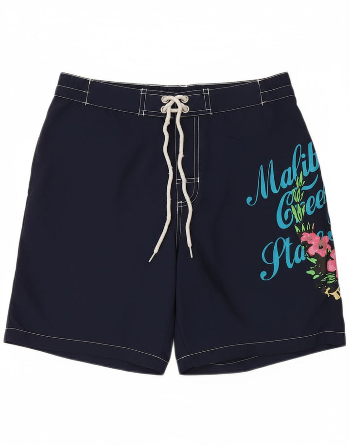 SPALDING Mens Graphic Swimming Shorts Small  Navy Blue Floral