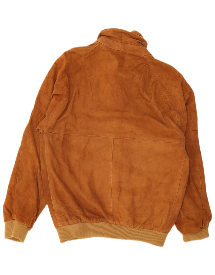 Vintage męska zamszowa kurtka bomber UK 36 mała brązowa skóra