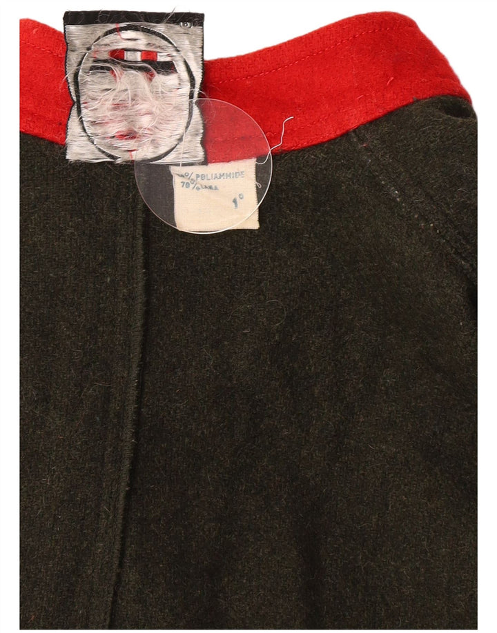 Vintage damski płaszcz pelerynowy w jednym rozmiarze, wełna khaki