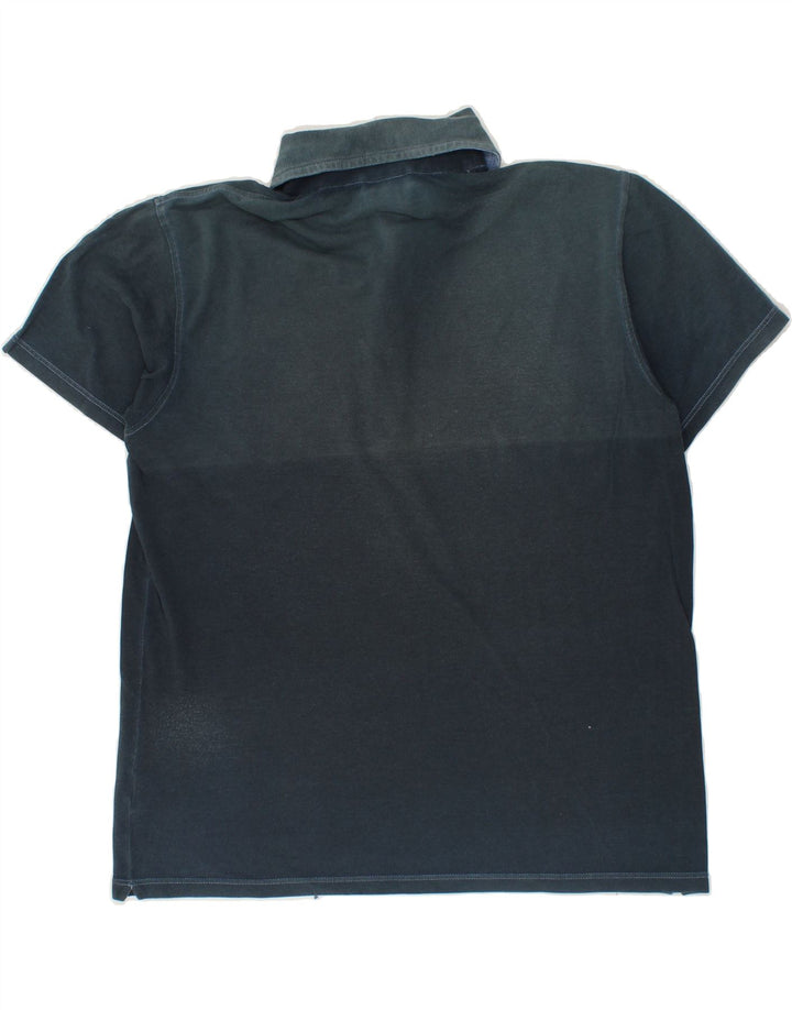 FAY Mens Polo Shirt IT 50 Medium Navy Blue Colourblock Cotton Vintage Fay and Second-Hand Fay from Messina Hembry 