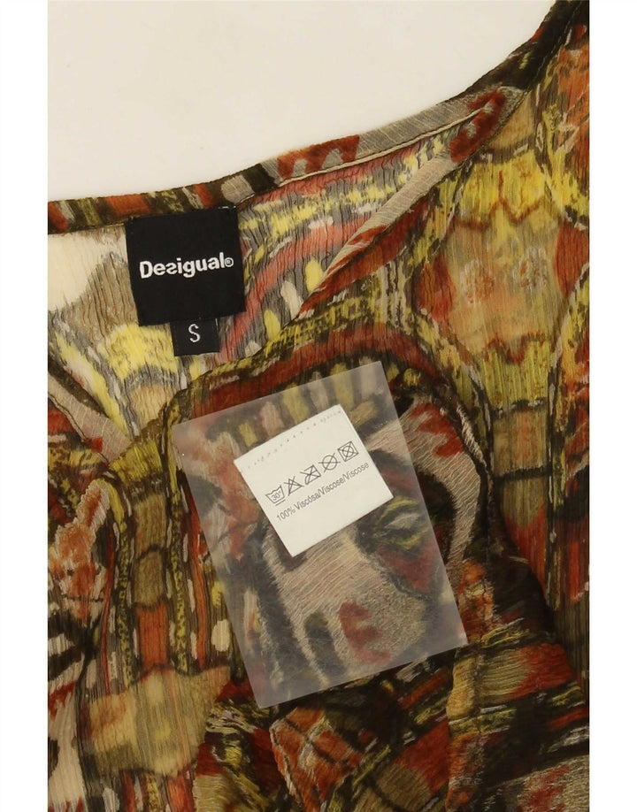 Damska bluzka Desigual w abstrakcyjny wzór Top UK 8 Small Khaki Wiskoza