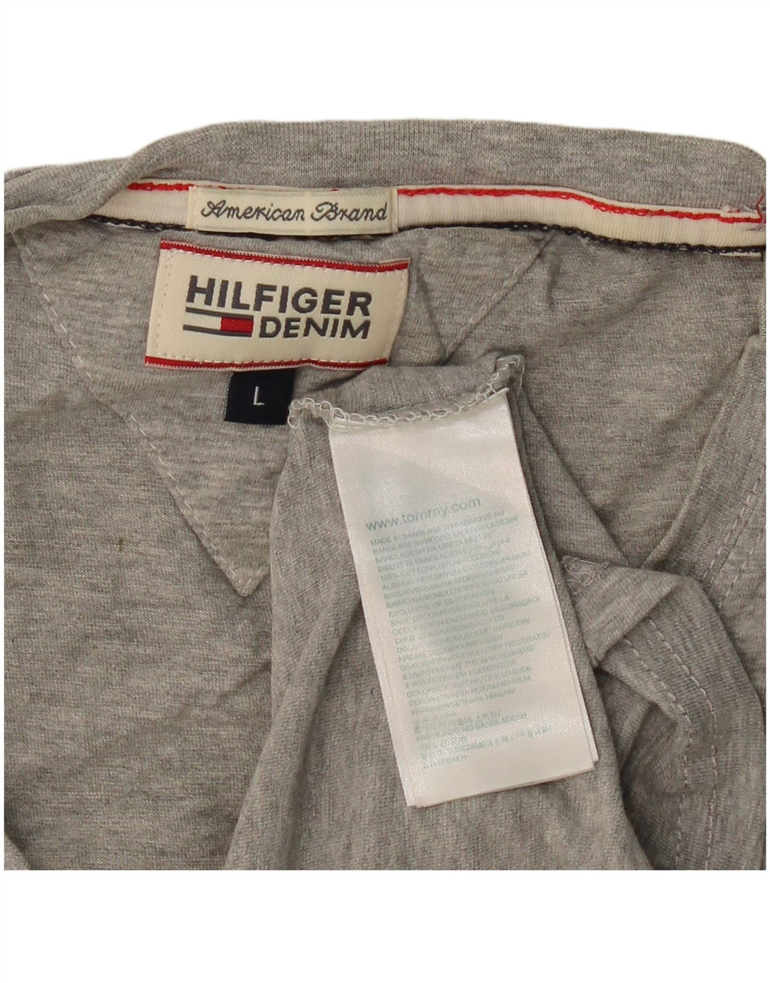 TOMMY HILFIGER Mens T-Shirt Top Large Grey Cotton