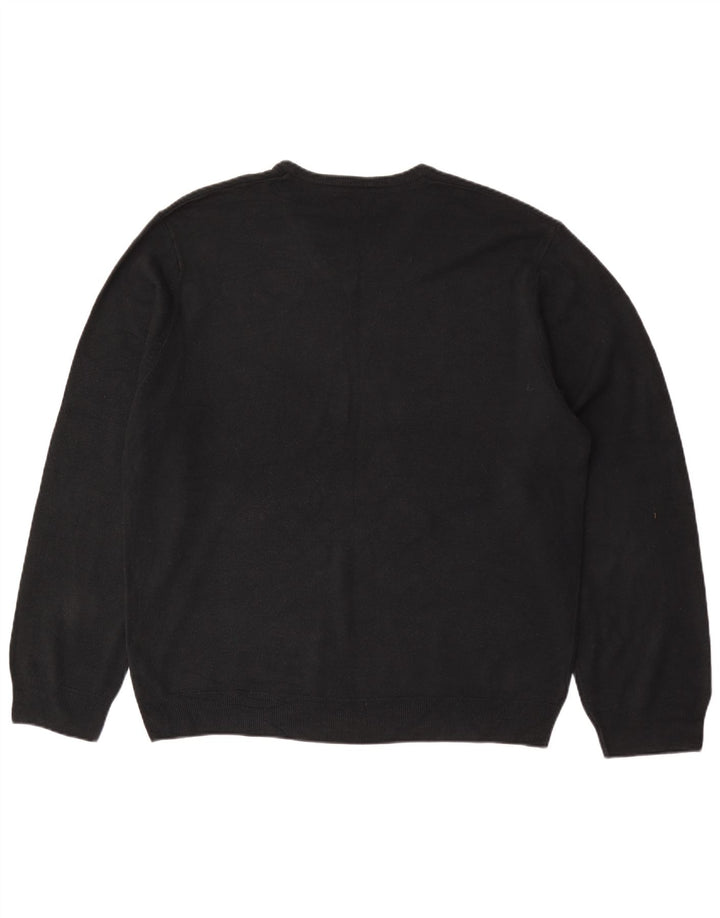 Męski sweter Marks & Spencer o regularnym kroju z dekoltem w kształcie litery V, 2XL, czarny akryl