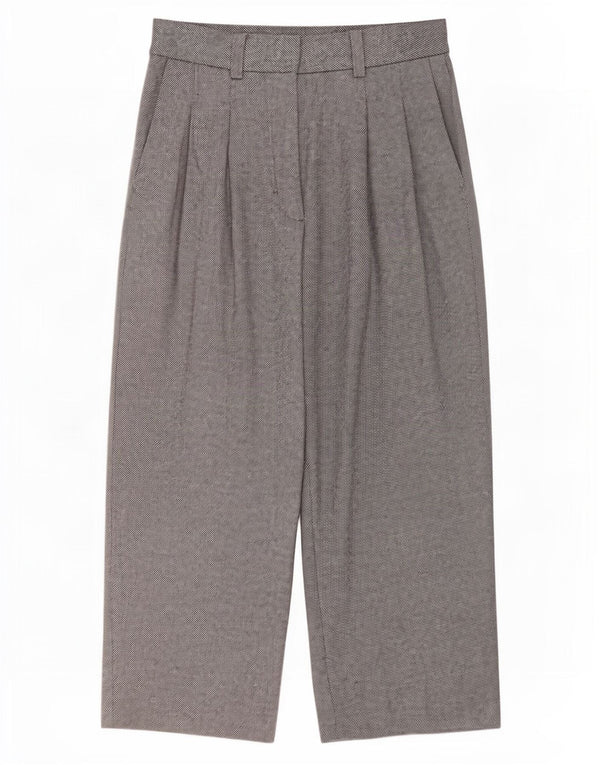 Cos Womens High Waist Cropped Trousers EU 36 Small W28 L23 Grey Pinstripe