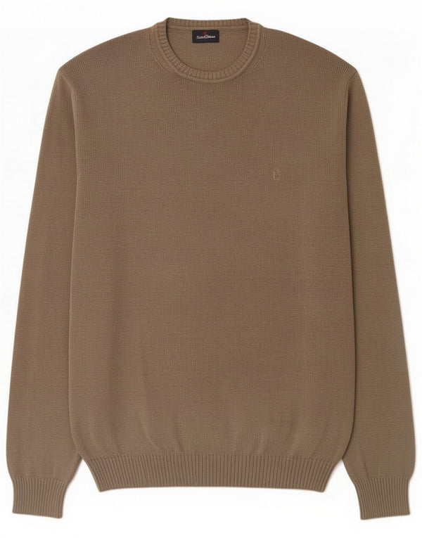 Męski sweter z okrągłym dekoltem Conte of Florence 3XL Brązowy, bawełniany