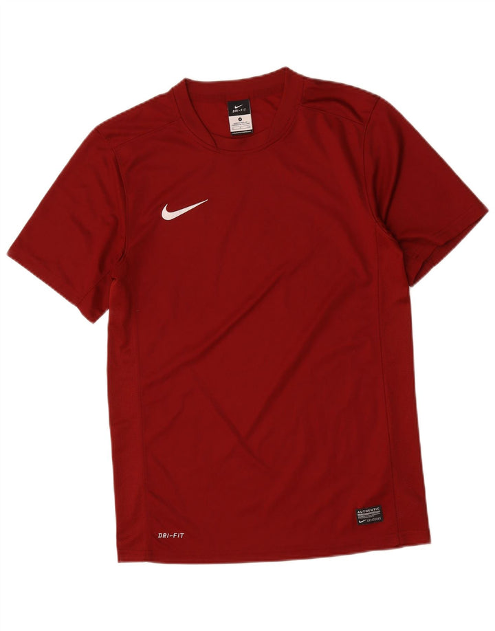 Męski T-shirt z grafiką Nike Dri Fit, mały, bordowy poliester