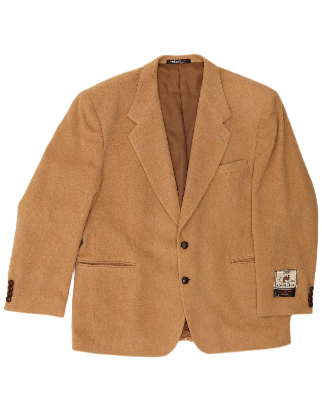 Męska marynarka Deansgate zapinana na 2 guziki UK 46 3XL Beżowa Camelhair