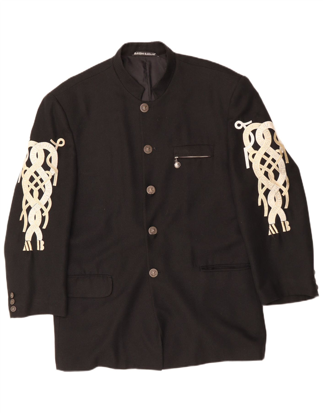 Męska marynarka zapinana na 5 guzików VINTAGE UK 40, duża czarna wiskoza