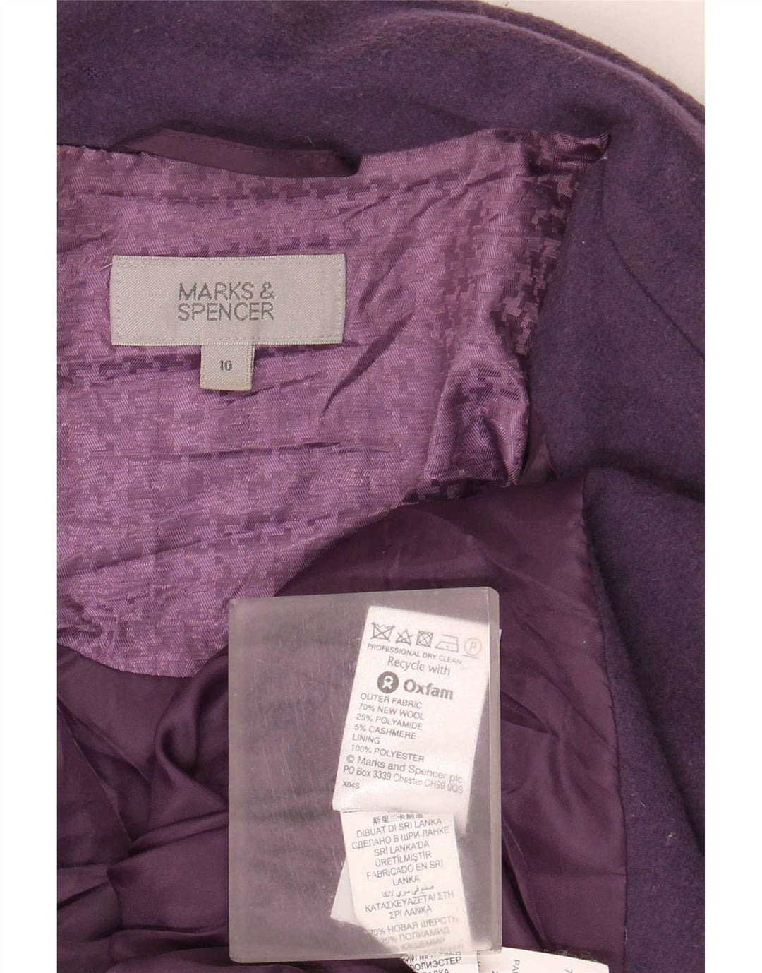 Marks & Spencer Damski płaszcz oversize UK 10, mały, fioletowy, nowa wełna
