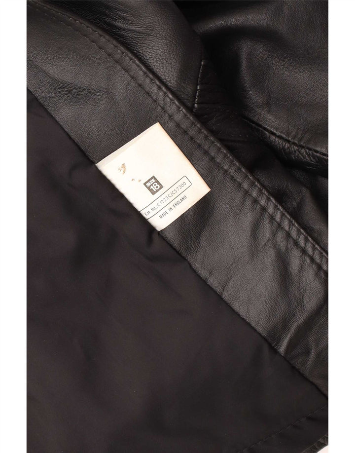 Vintage damski płaszcz skórzany UK 18 XL czarny