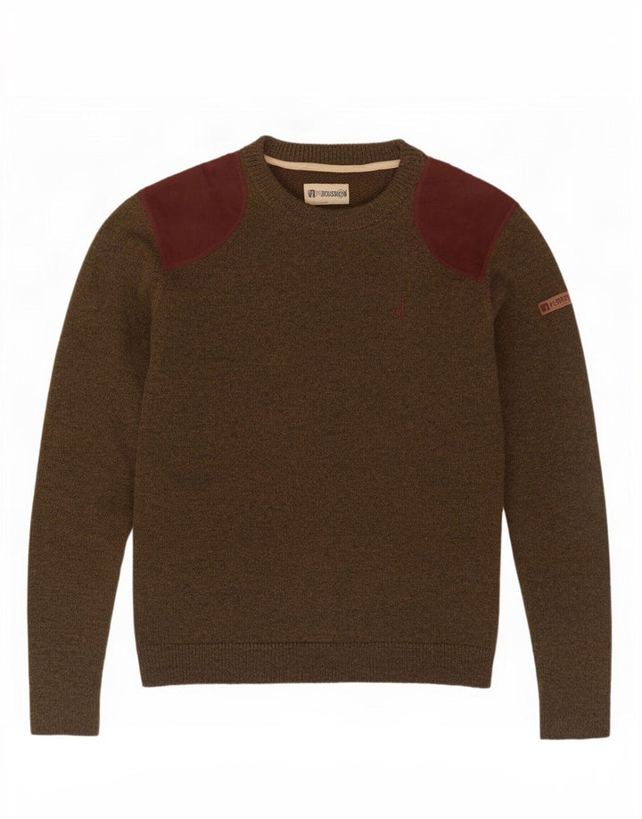 Męski sweter z okrągłym dekoltem Percussion, duży akryl w kolorze khaki