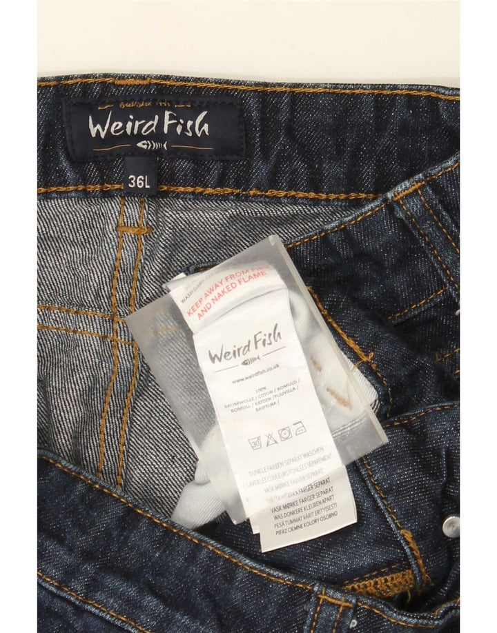 Damskie proste jeansy Weird Fish W36 L28 Granatowa bawełna