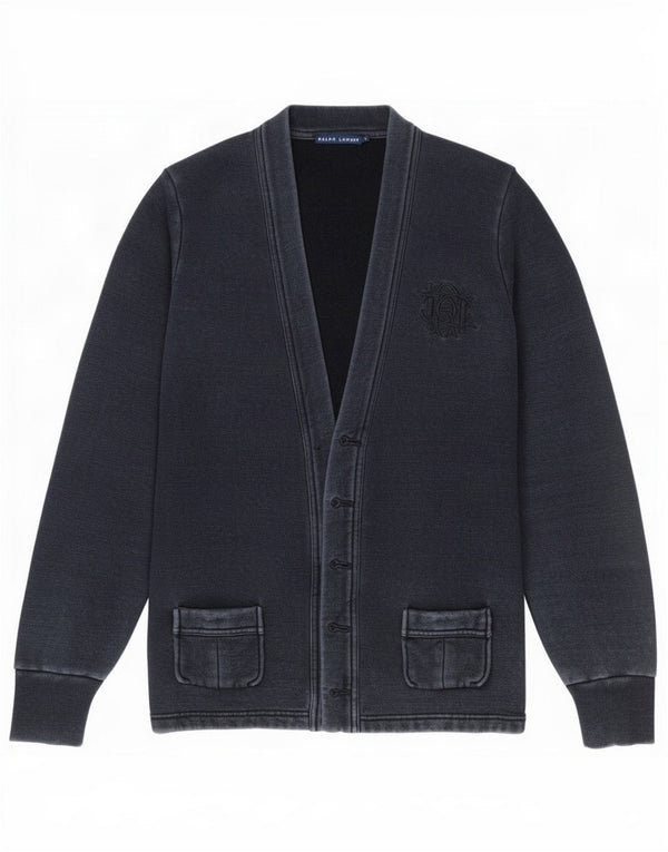 Ralph Lauren Womens Cardigan Sweater UK 14 Large Navy Blue Cotton