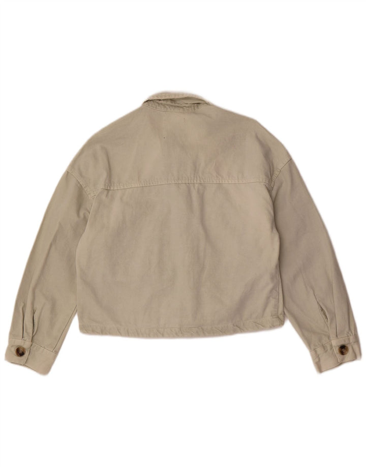 Damska kurtka jeansowa Zara Crop UK 10, mała, z białej bawełny