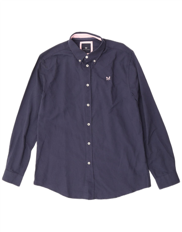 Crew Clothing Męska koszula o klasycznym kroju, średnia, granatowa, bawełniana