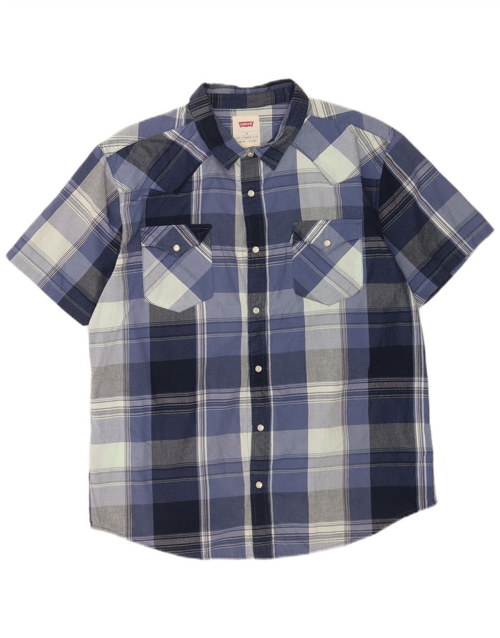 Męska koszula z krótkim rękawem Levi's XL, niebieska kratka, bawełniana