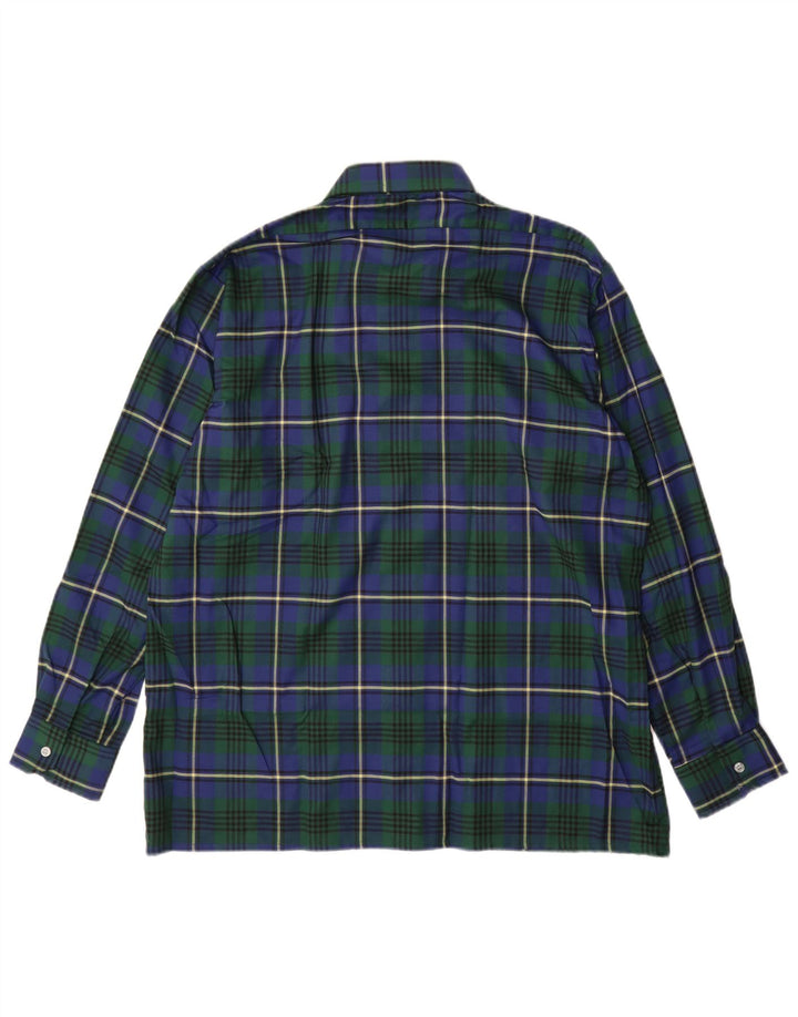 Męska koszula flanelowa w stylu vintage, rozmiar 43 XL, poliester w niebieską kratkę