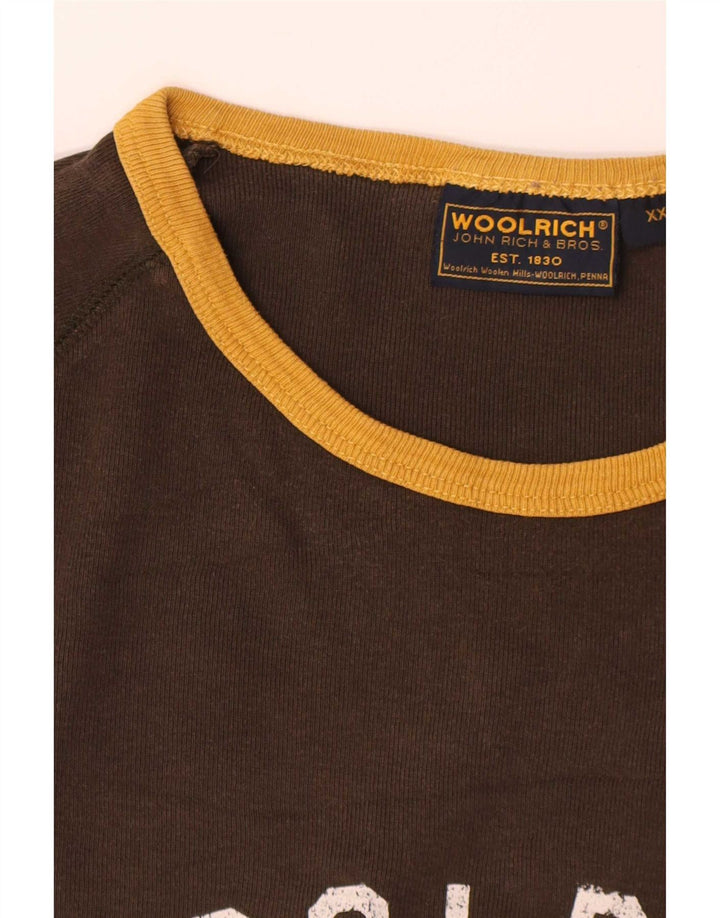 Męski top z grafiką Woolrich z długim rękawem 2XL, brązowa bawełna