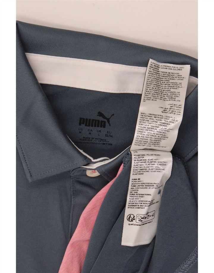 Męska koszulka polo Puma, średnia, granatowa, poliestrowa w paski