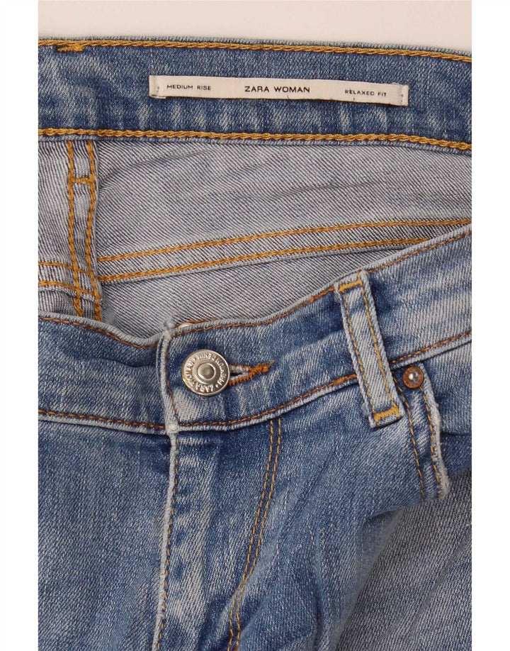 Damskie spodenki jeansowe Zara Mid Rise, o swobodnym kroju, średnie W30, niebieskie