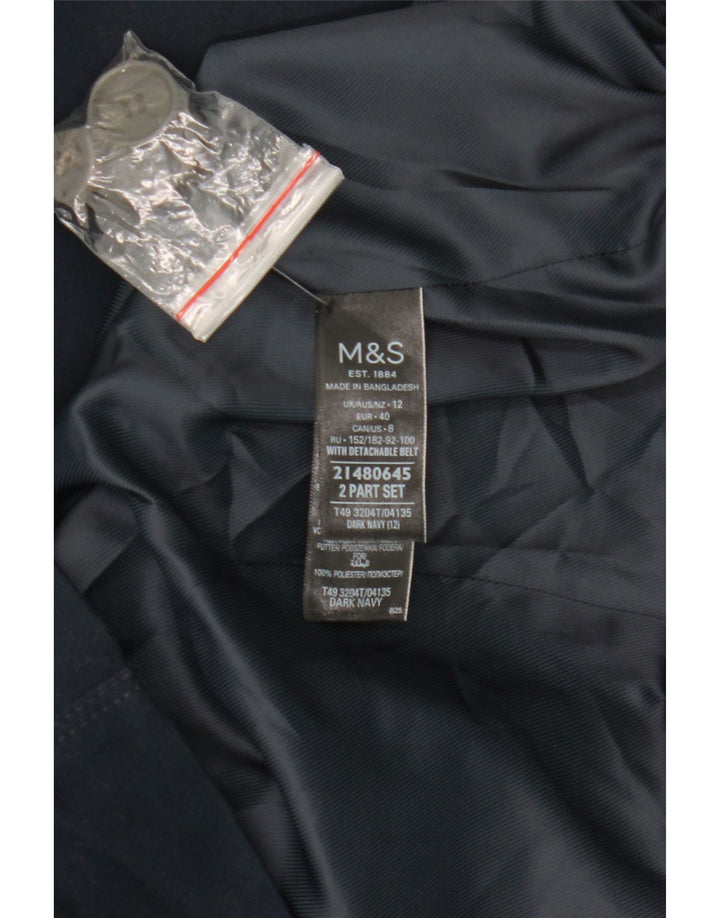 Marks & Spencer Damski trencz UK 12, średni granatowy, bawełniany