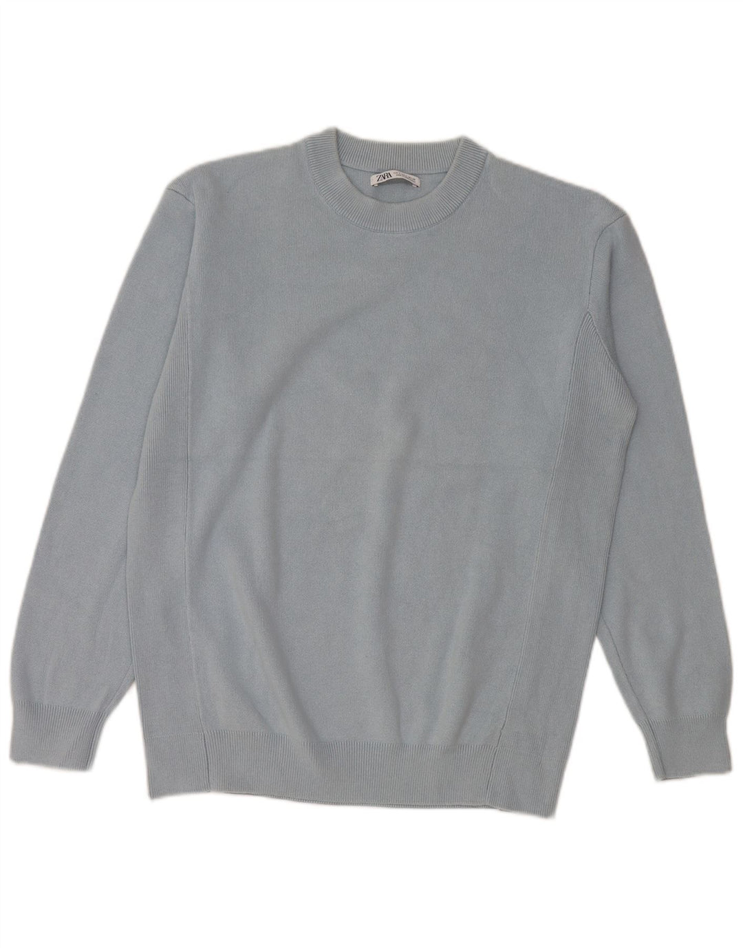 Męski sweter z okrągłym dekoltem Zara, mały, niebieski