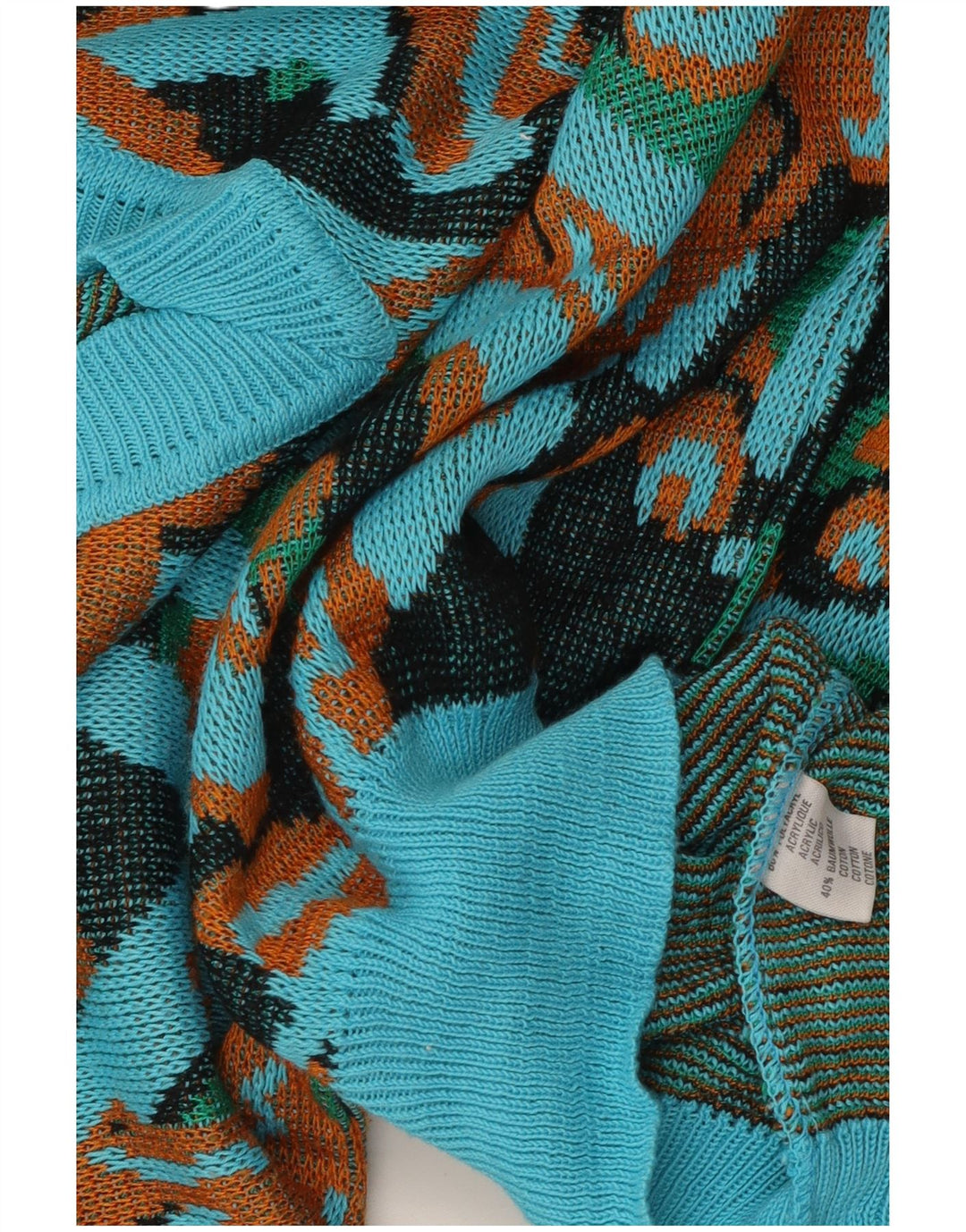 Sweter damski w stylu vintage z dekoltem w kształcie litery V, UK 16, duży, wielokolorowy