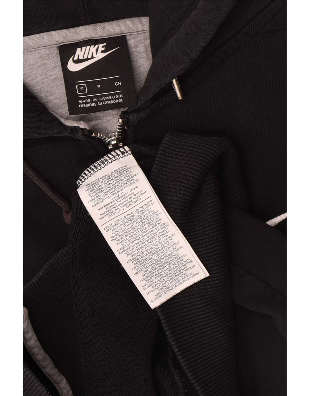 Męski sweter z kapturem i zamkiem błyskawicznym Nike, mały, czarny, bawełniany