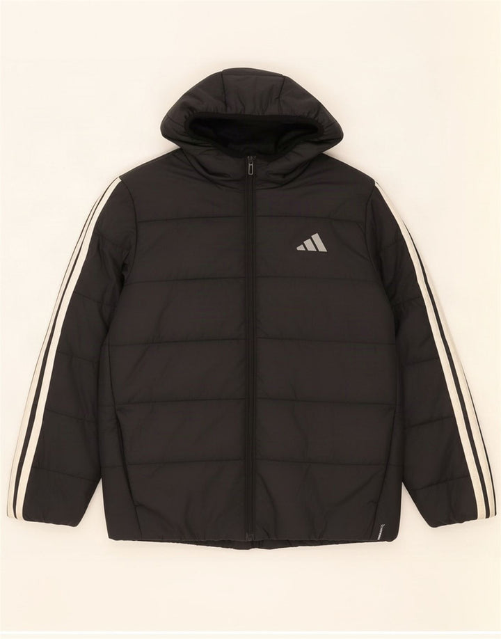Adidas Chłopięca ocieplana kurtka z kapturem 11-12 lat Czarna Poliester