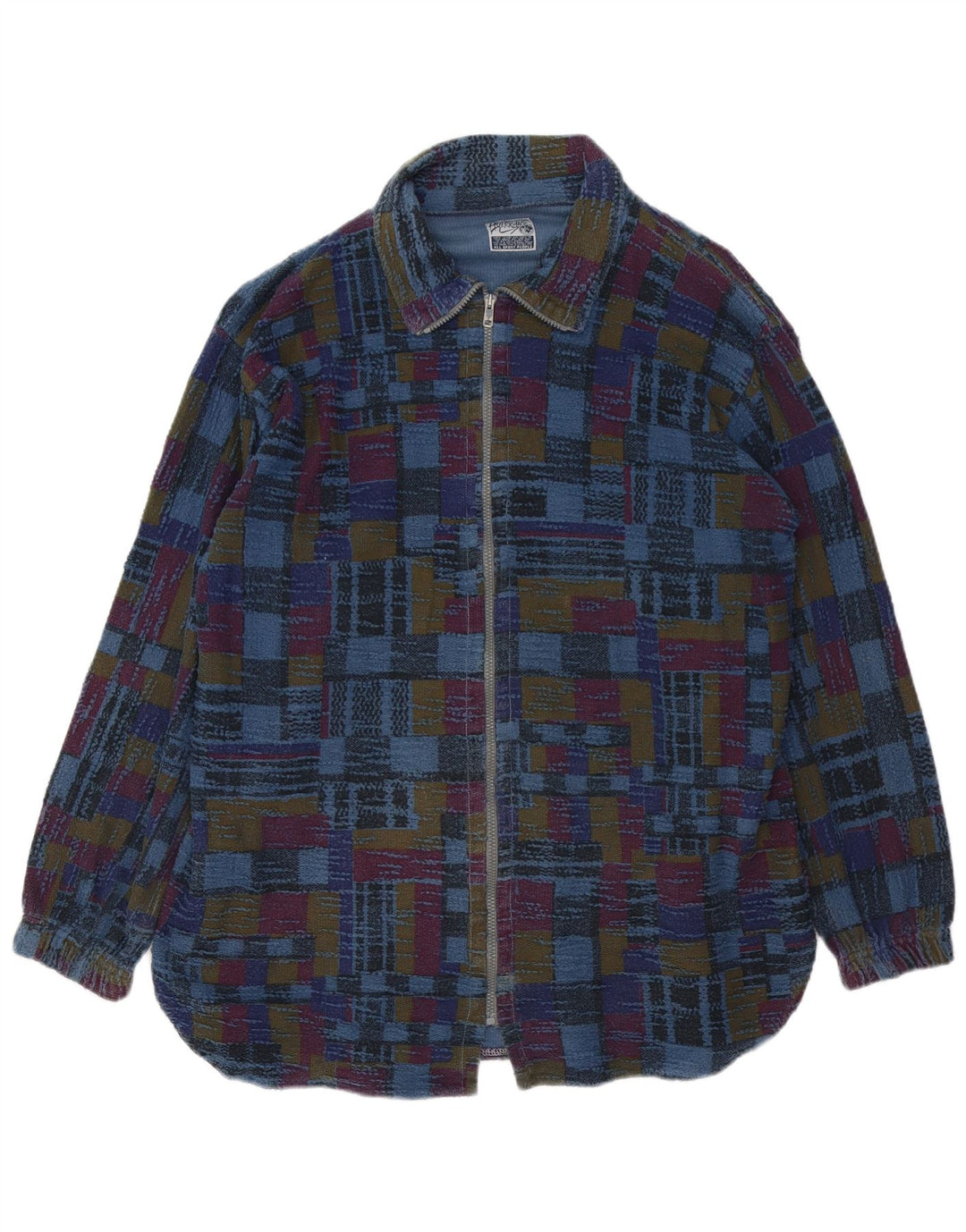 Męska kurtka bomber VINTAGE UK 42 XL, wielokolorowa, geometryczna