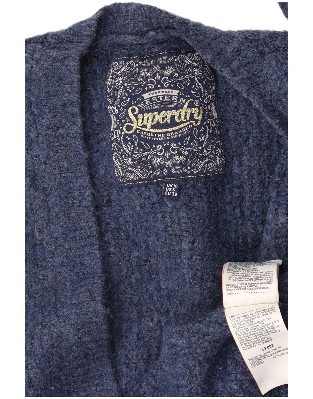 Damski sweter oversize Superdry UK 10, mały, niebieski akryl