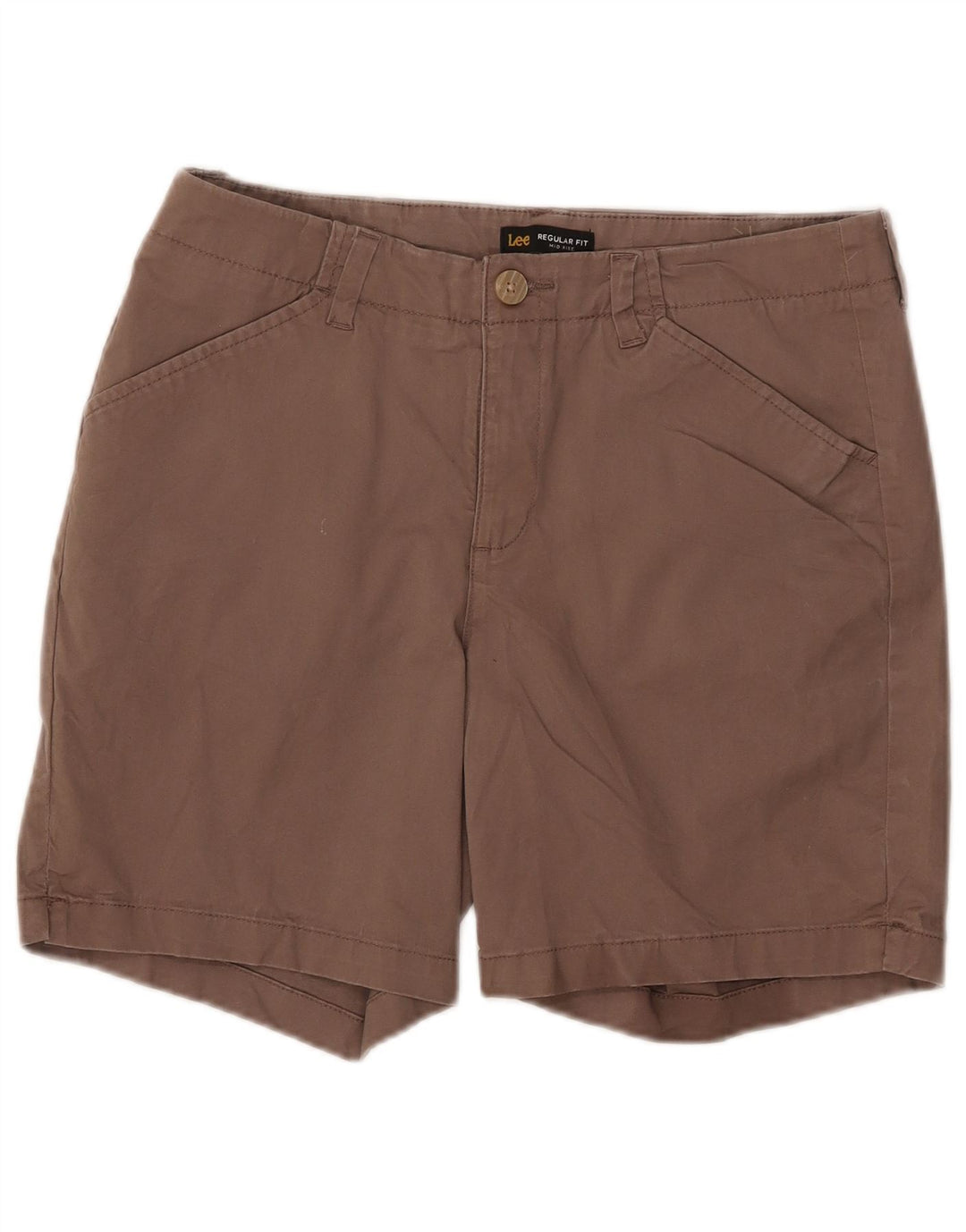 Damskie spodenki Chino LEE ze średnim stanem, regularnym krojem, US 12, duże, W32, brązowa bawełna