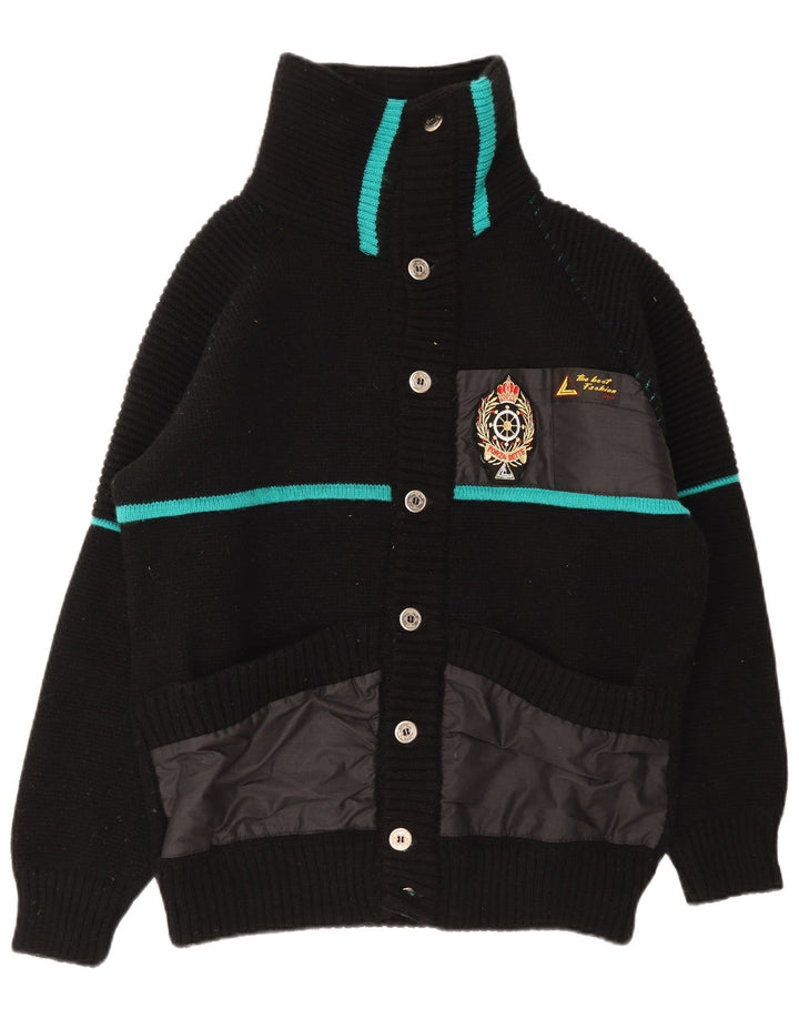Vintage męski sweter rozpinany, duże czarne paski