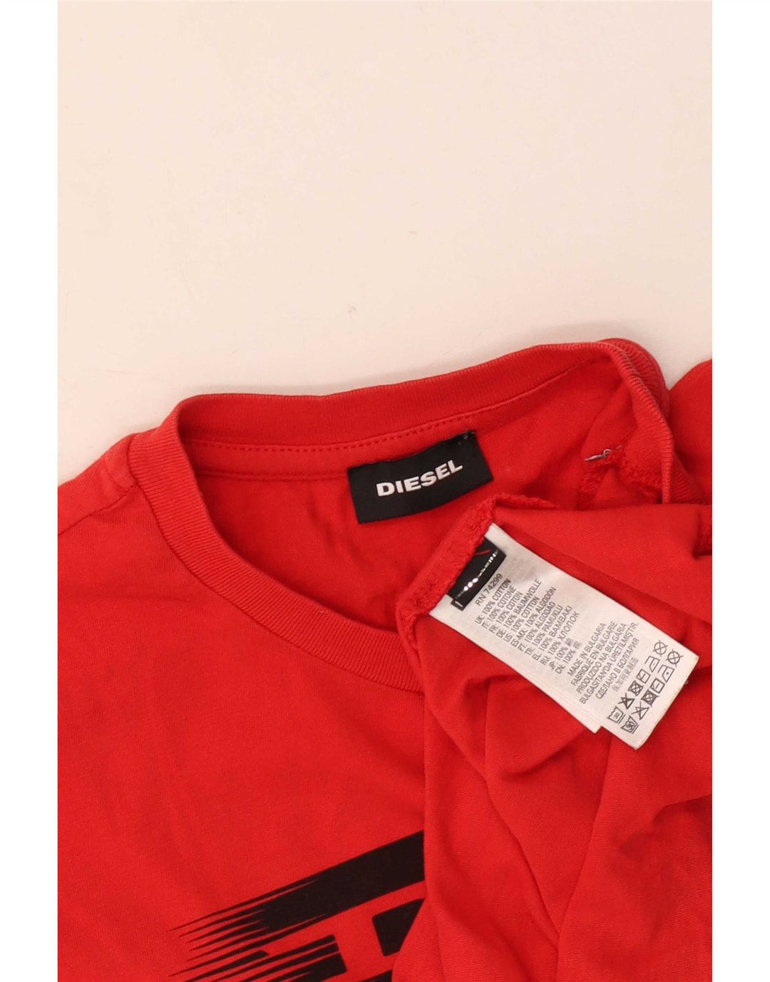 Chłopięcy T-shirt z grafiką Diesel, 9-10 lat, czerwona bawełna