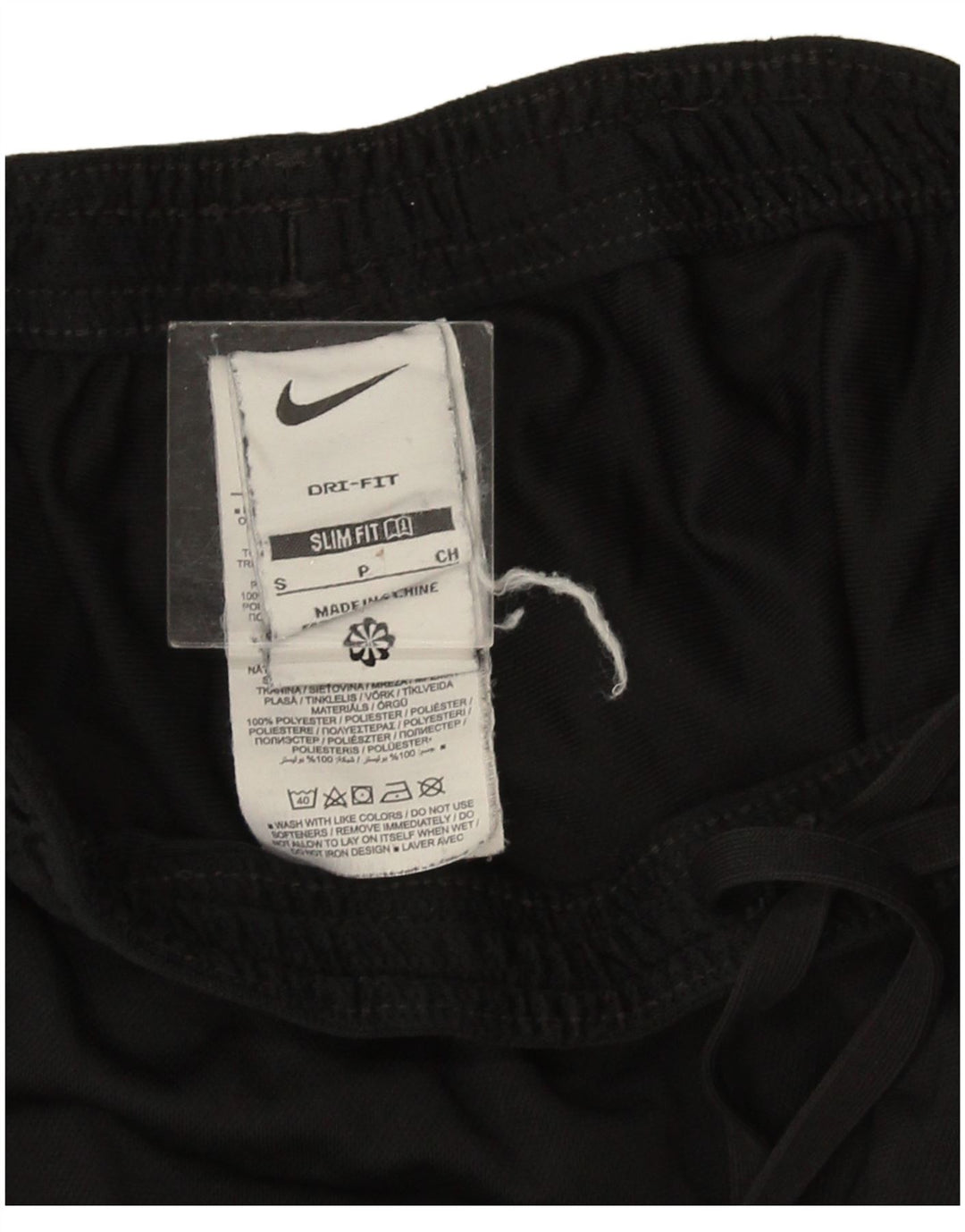Męskie spodnie dresowe Nike Dri Fit Slim, mały, czarny poliester z blokami kolorów