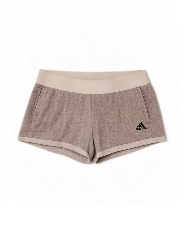 Damskie spodenki sportowe Adidas Graphic UK 16/18, duże, szare, z blokami kolorów, bawełniane