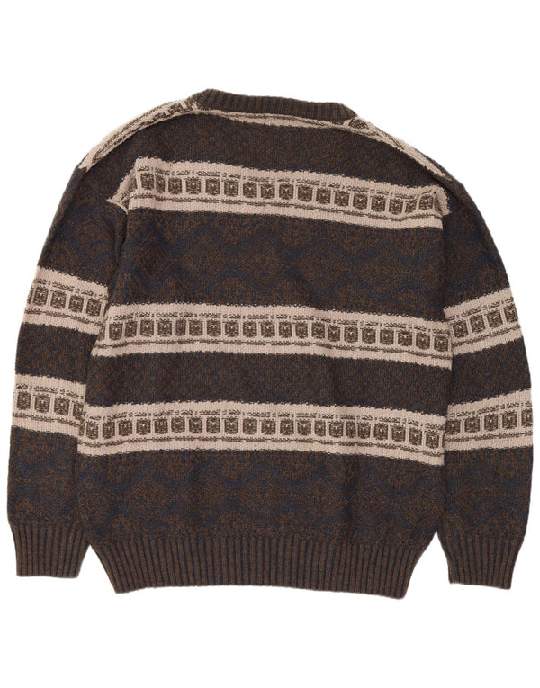 Męski sweter Brandi z dekoltem w kształcie litery V, duży, granatowy Fair Isle