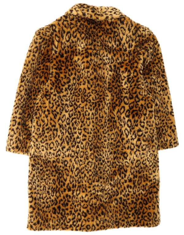 VINTAGE Damski płaszcz oversize ze sztucznego futra EU 40 Średni brązowy nadruk zwierzęcy