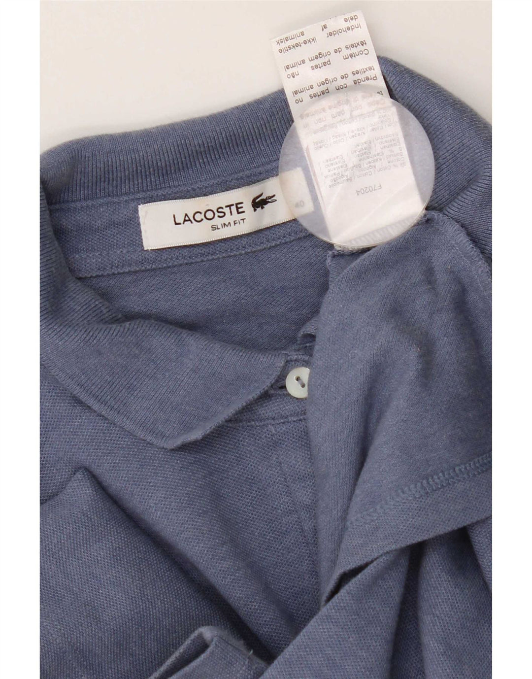 Damska koszulka polo Lacoste Slim Fit, rozmiar 40, średnia niebieska, bawełniana