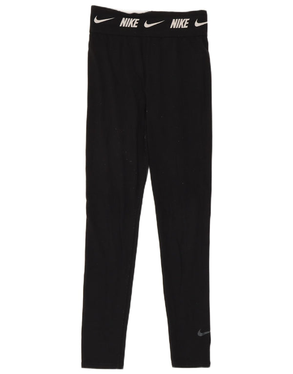 Legginsy dziewczęce Nike z grafiką, 13-14 lat, XL, czarne, bawełniane