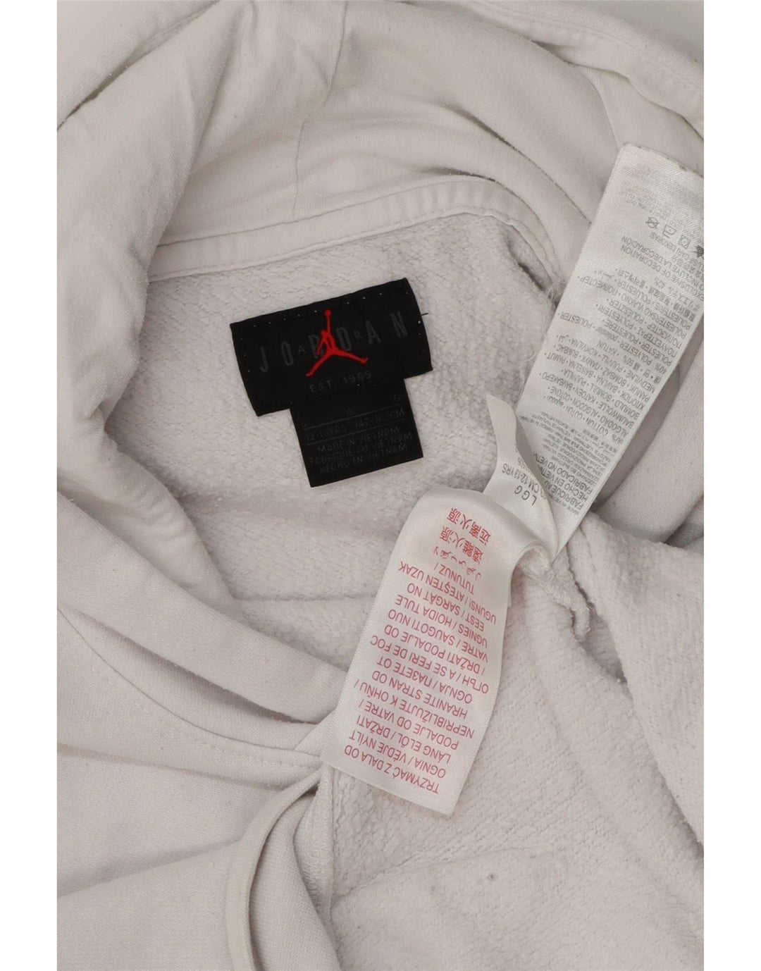 Chłopięcy sweter z kapturem JORDAN 12-13 lat, duży, biały, bawełniany