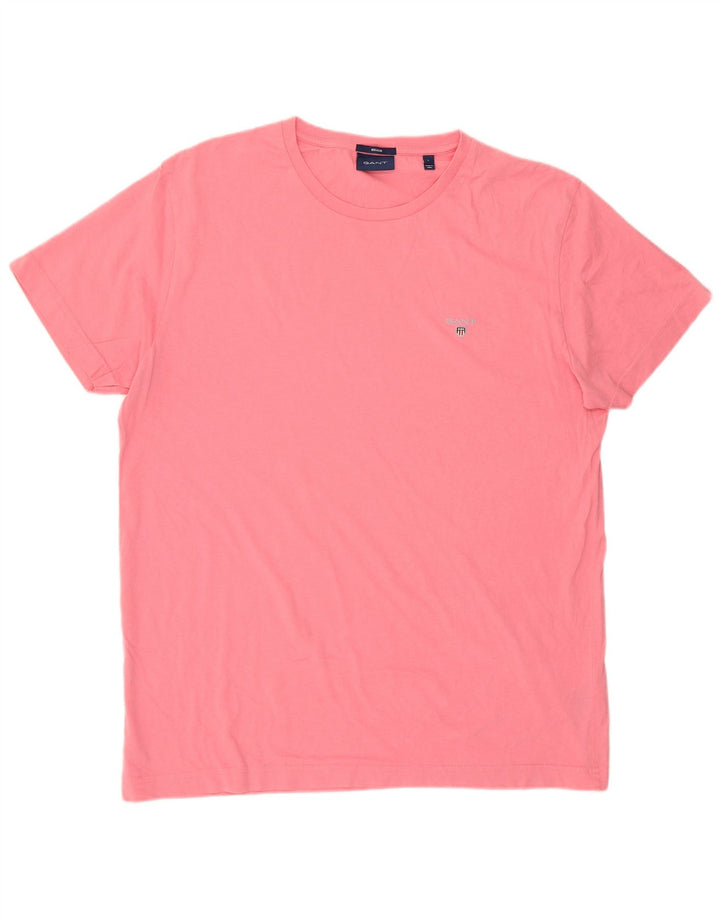 Męski T-shirt Gant Regular, duży, różowy, bawełniany